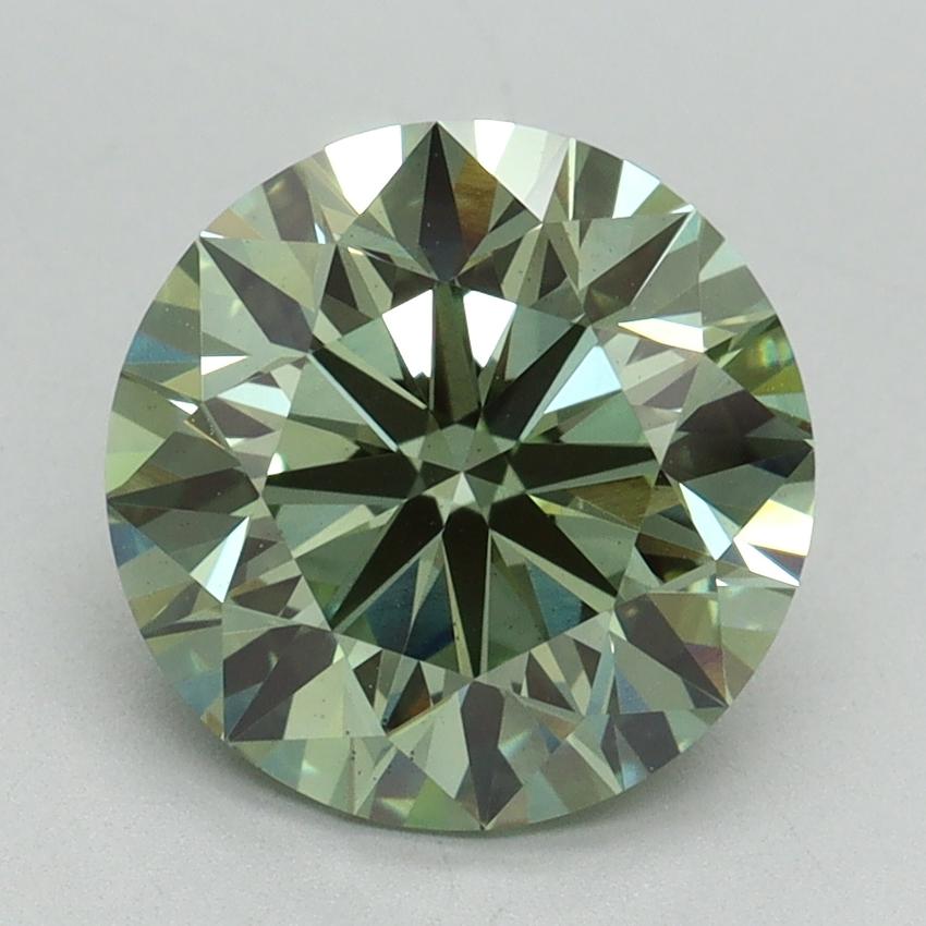 3.12 Ct. Fancy Vivid Green Round Lab Grown Diamond
