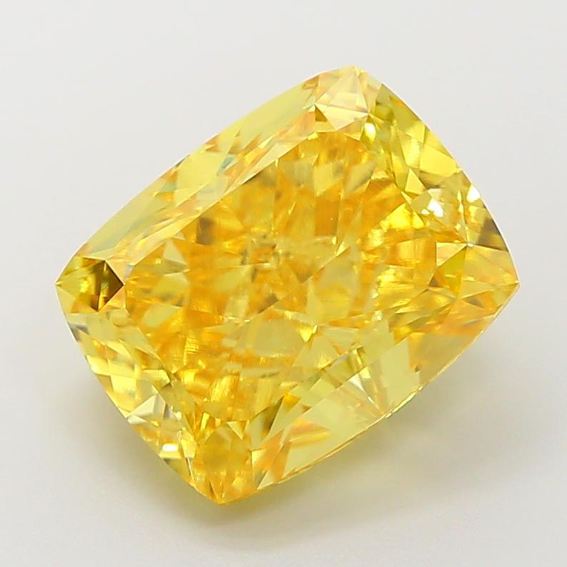 5.43 Ct. Fancy Vivid  Yellow Cushion Lab Grown Diamond
