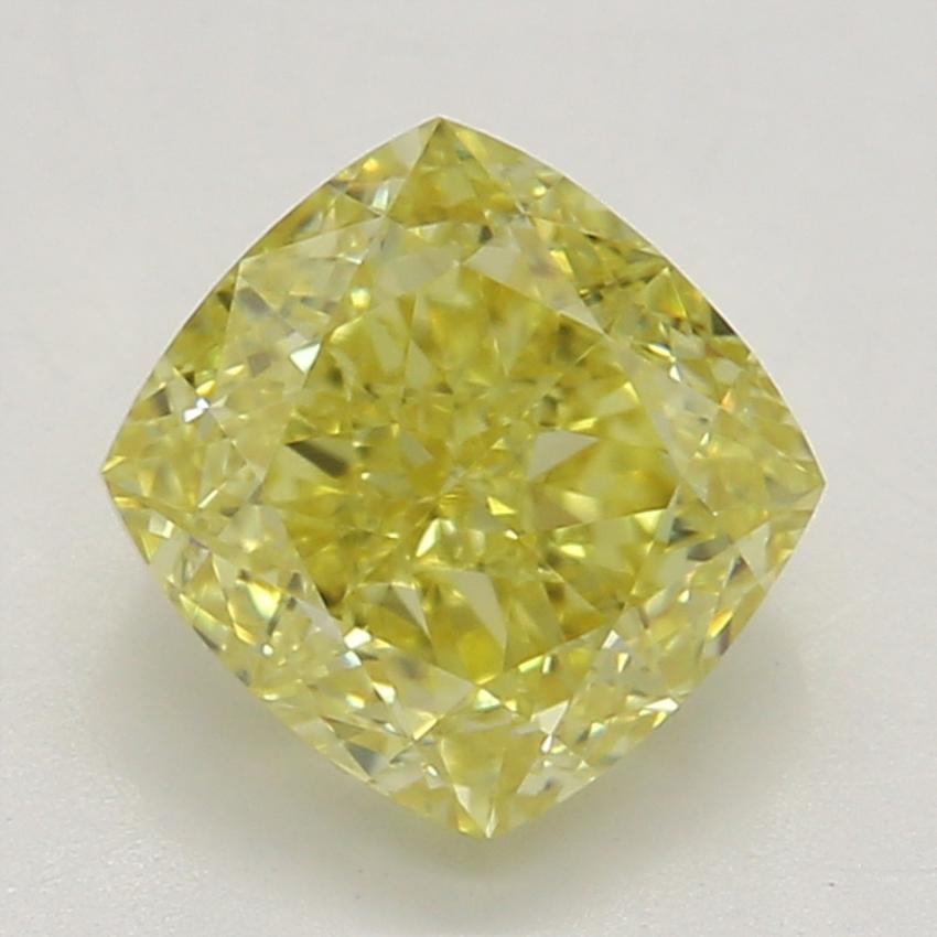 0.90 Ct. Fancy Vivid Yellow Cushion Diamond