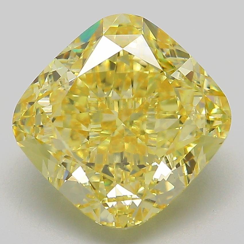 6.10 Ct. Fancy Intense  Yellow Cushion Lab Grown Diamond