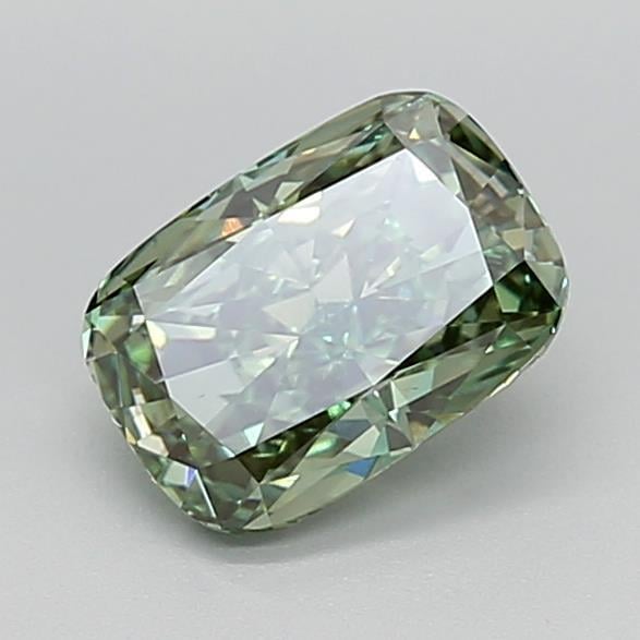 1.52 Ct. Fancy Vivid Green Cushion Lab Grown Diamond