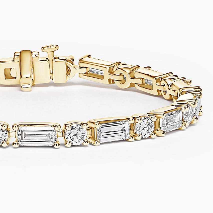18K Yellow Gold Allegra Baguette and Round Lab Diamond Tennis Bracelet (7 ct. tw.)