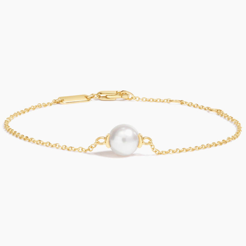 14K Yellow Gold Premium Akoya Cultured Pearl Bracelet (7mm)
