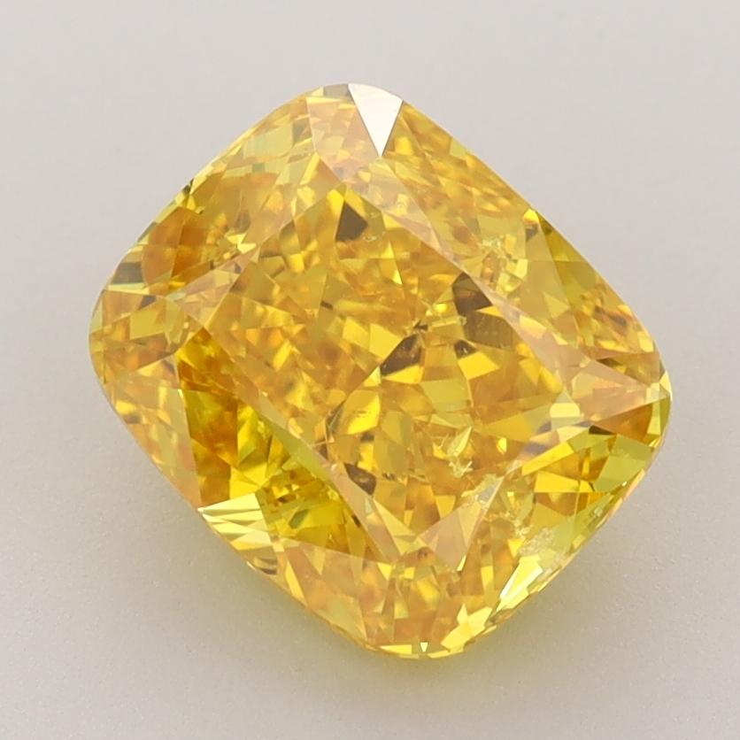 3.00 Ct. Fancy Vivid  Yellow Cushion Lab Grown Diamond