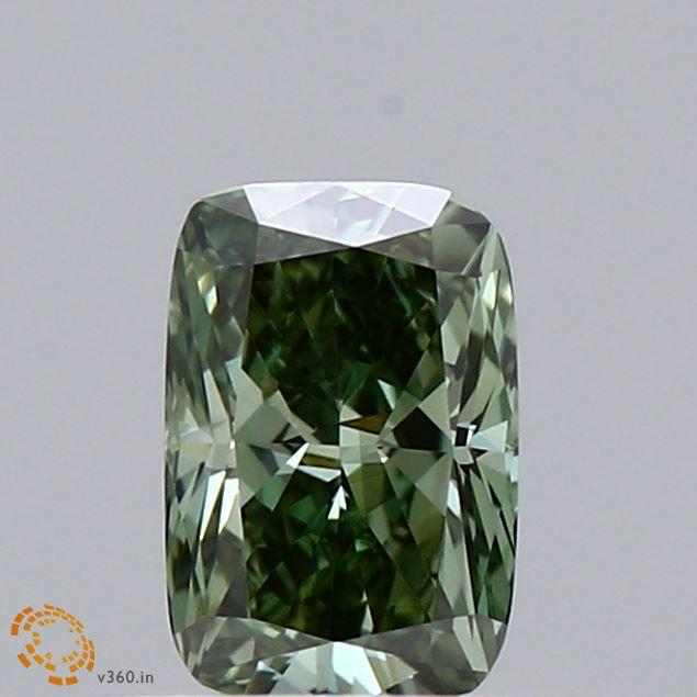 0.40 Ct. Fancy Vivid Green Cushion Lab Grown Diamond