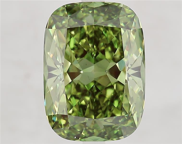 6.72 Ct. Fancy Vivid  Green Cushion Lab Grown Diamond