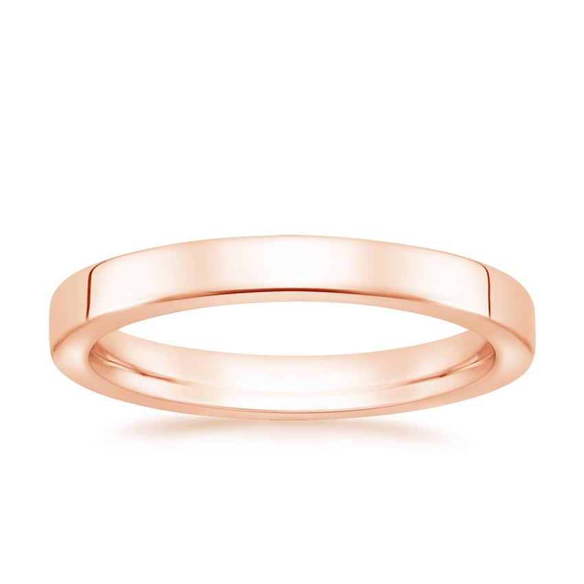 14K Rose Gold Piedra Ring with 2.5mm Soft Edge Quattro Wedding Ring ...