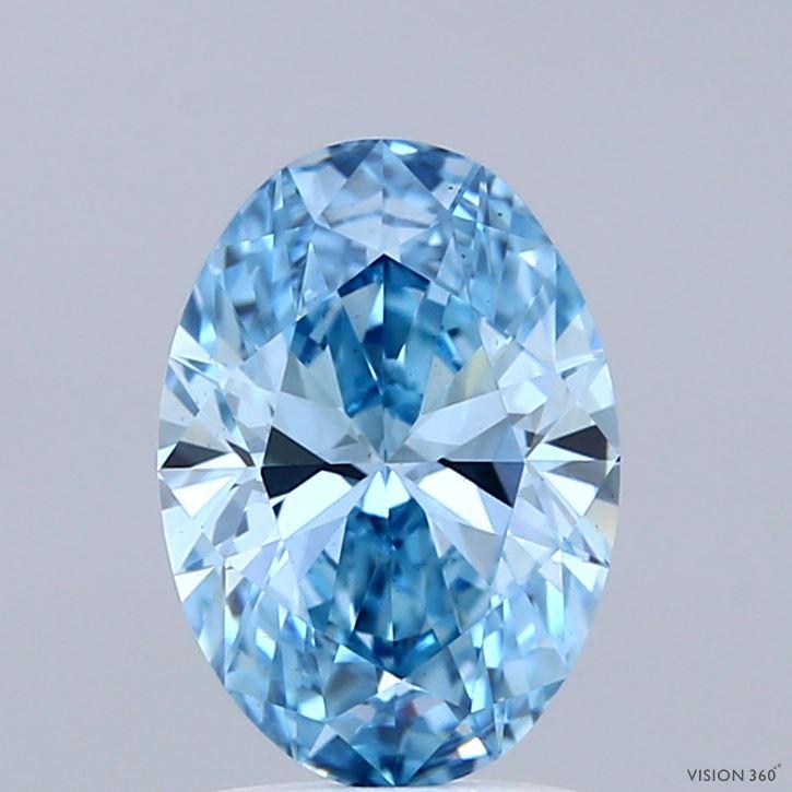 1.52 Ct. Fancy Vivid Blue Oval Lab Grown Diamond