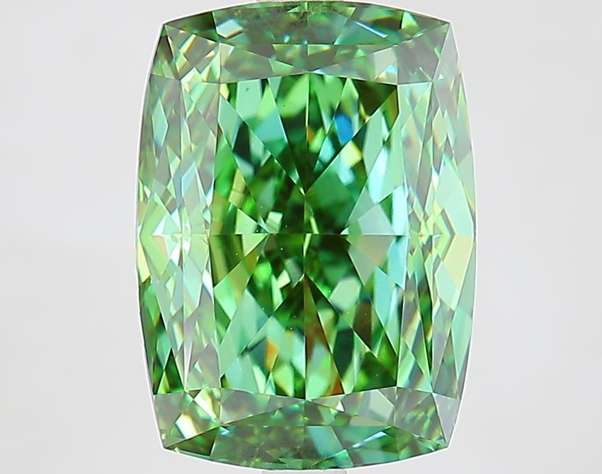 5.03 Ct. Fancy Vivid Green Cushion Lab Grown Diamond