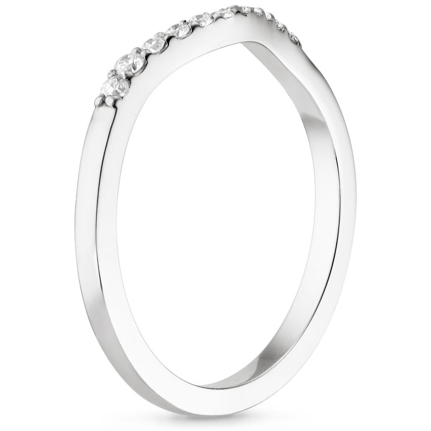 18K White Gold Chamise Contoured Diamond Ring, large side view