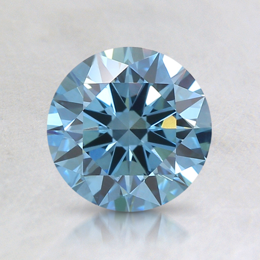 0.96 Ct. Fancy Intense Greenish Blue Round Lab Created Diamond