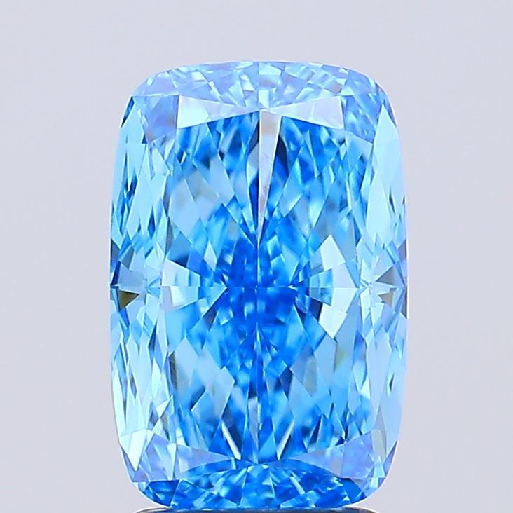 3.02 Ct. Fancy Vivid Blue Cushion Lab Grown Diamond