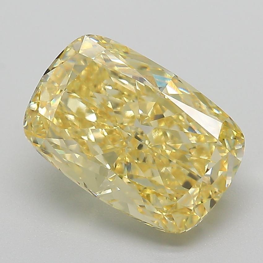 4.20 Ct. Fancy Vivid Yellow Cushion Lab Grown Diamond