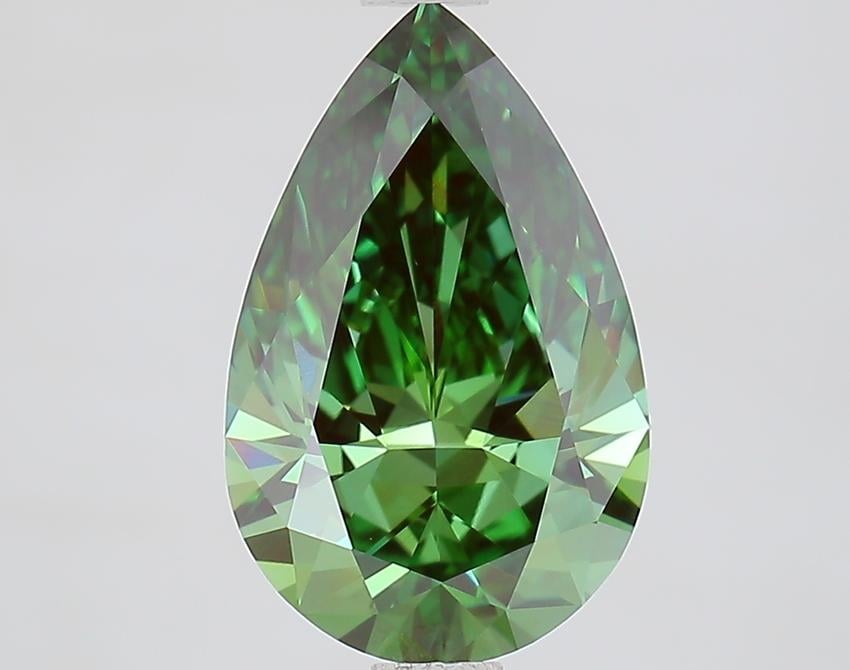 2.10 Ct. Fancy Vivid Green Pear Lab Grown Diamond