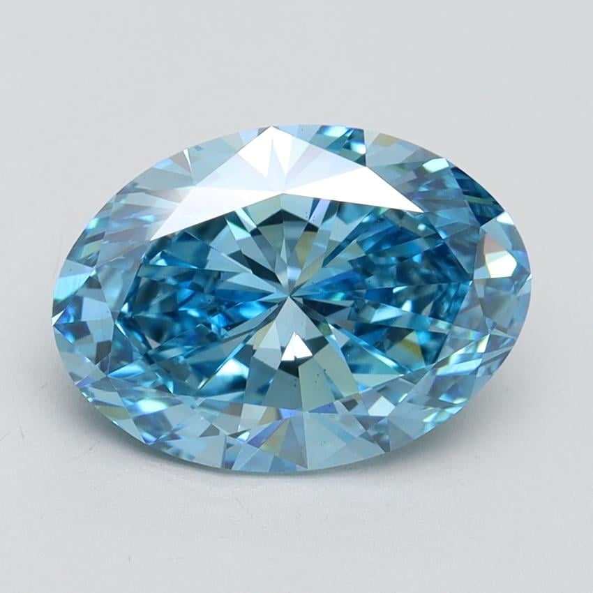 3.02 Ct. Fancy Vivid Blue Oval Lab Grown Diamond