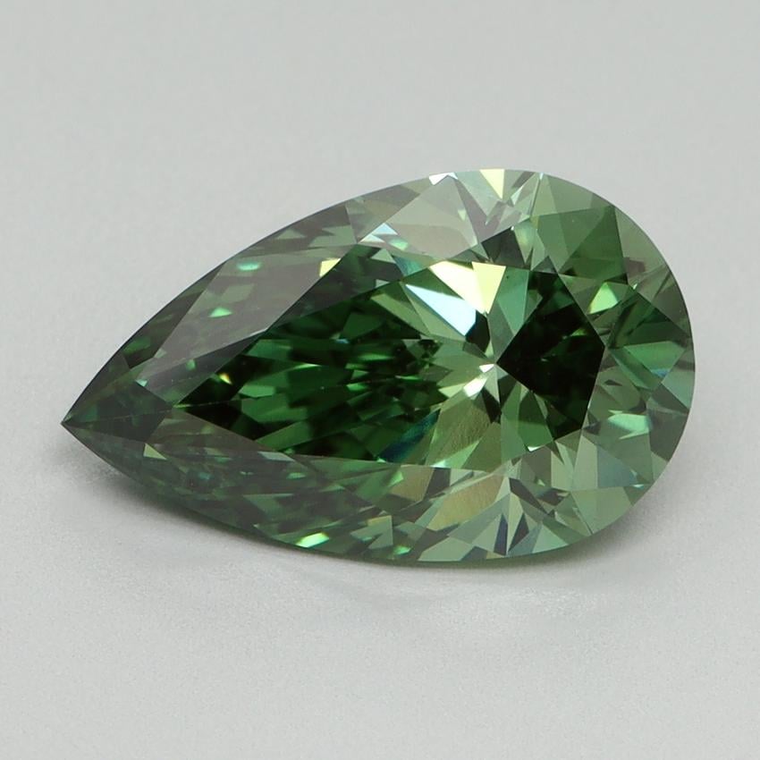 3.09 Ct. Fancy Vivid Green Pear Lab Grown Diamond