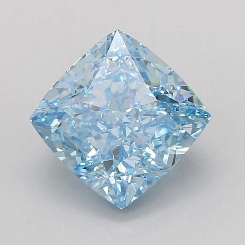 4.09 Ct. Fancy Vivid Blue Cushion Lab Grown Diamond