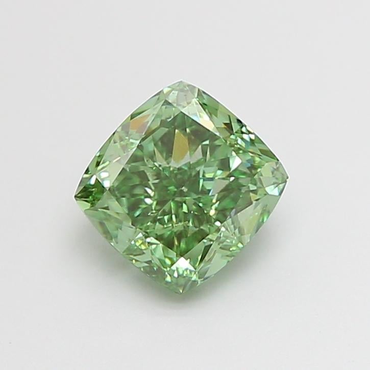 1.55 Ct. Fancy Vivid  Green Cushion Lab Grown Diamond
