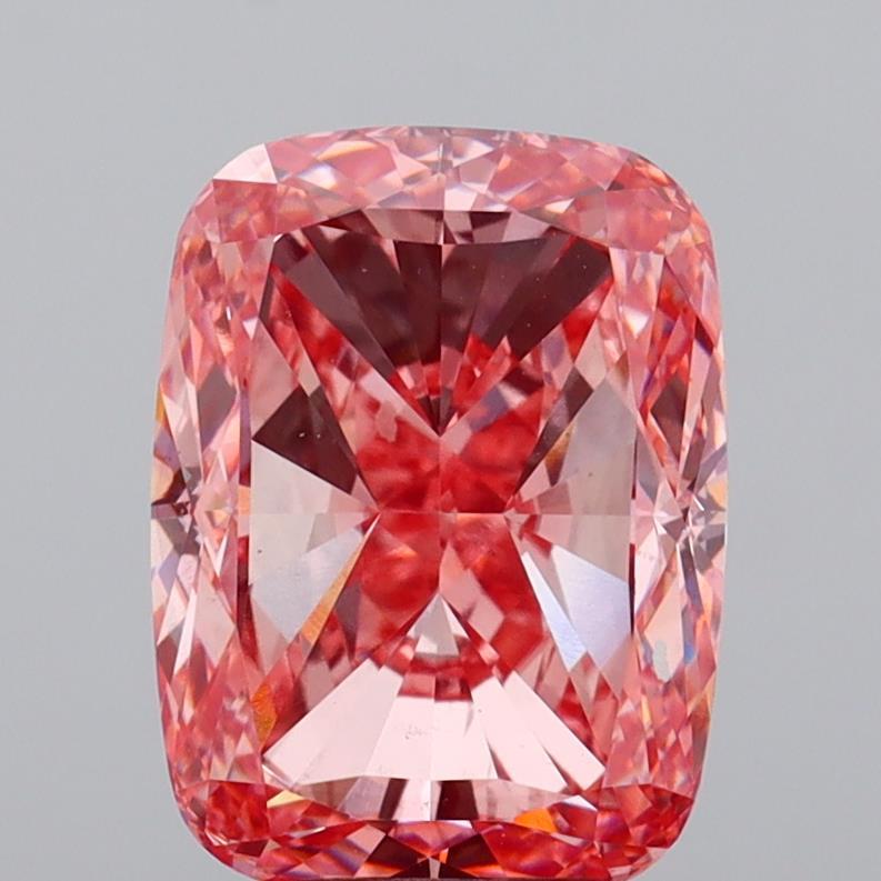 5.26 Ct. Fancy Vivid  Pink Cushion Lab Grown Diamond
