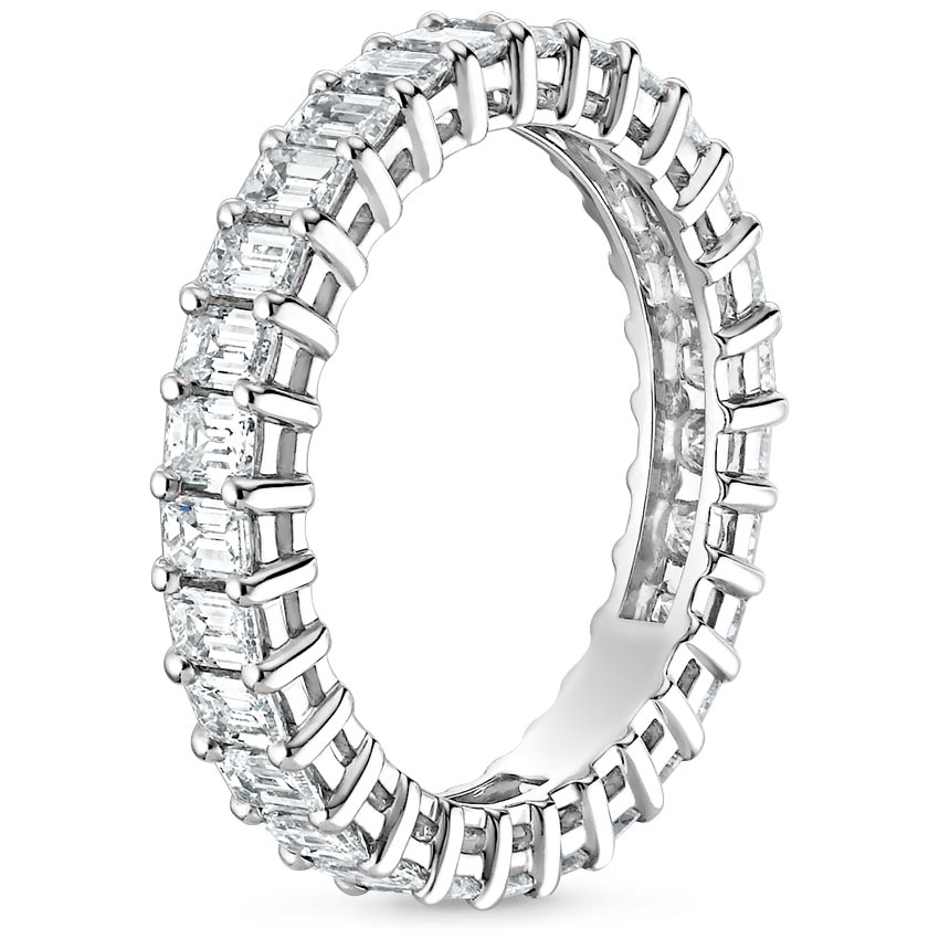 18K White Gold Emerald Eternity Diamond Ring (2 ct. tw.), large side view
