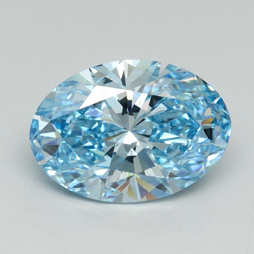 3.26 Ct. Fancy Vivid Blue Oval Lab Grown Diamond