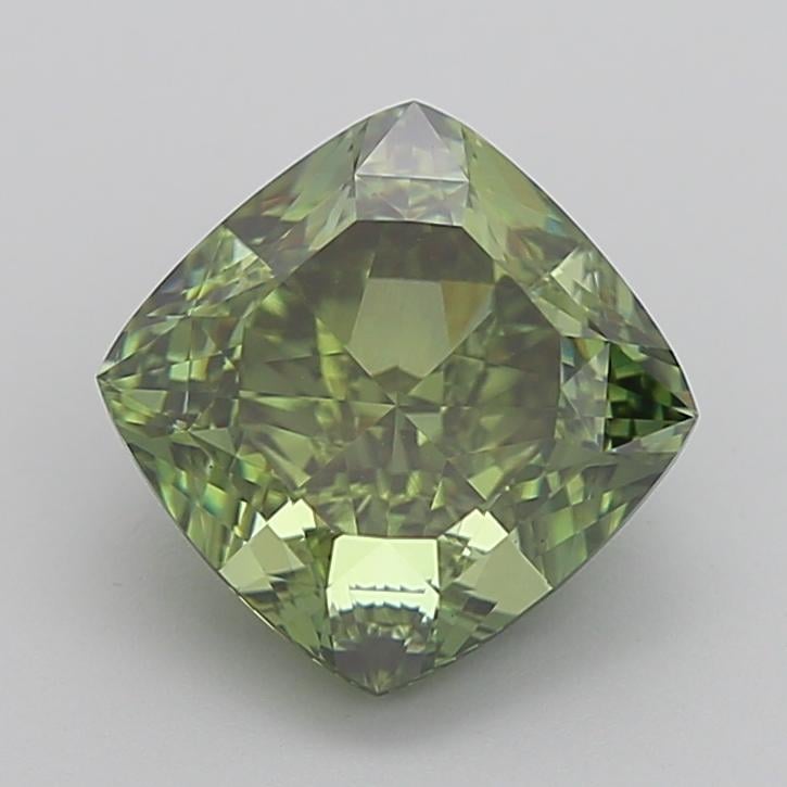 3.51 Ct. Fancy Vivid Green Cushion Lab Grown Diamond