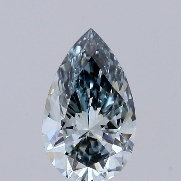 0.65 Ct. Fancy Vivid Greenish Blue Pear Lab Grown Diamond