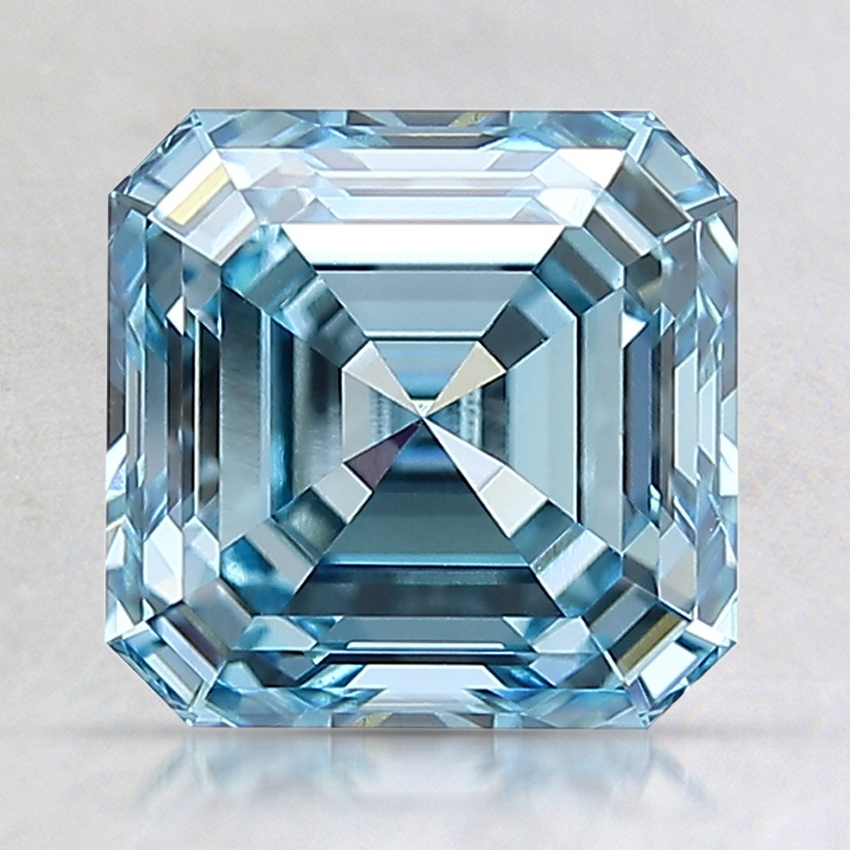 2.59 Ct. Fancy Intense Greenish Blue Asscher Lab Created Diamond