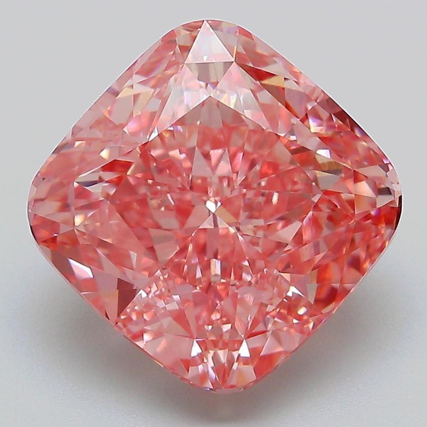 6.52 Ct. Fancy Vivid Pink Cushion Lab Grown Diamond