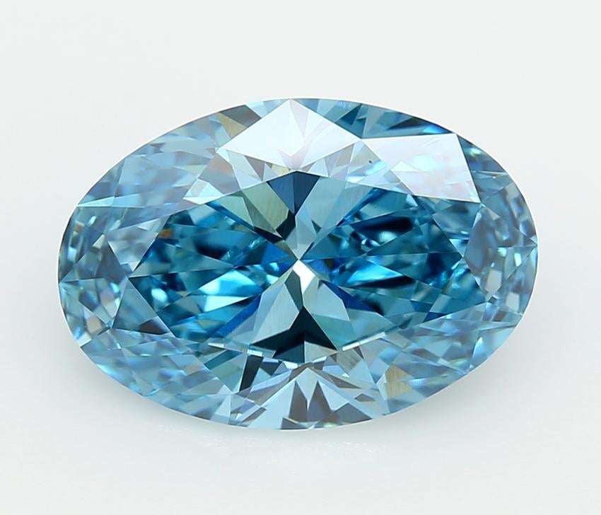 5.07 Ct. Fancy Vivid  Blue Oval Lab Grown Diamond