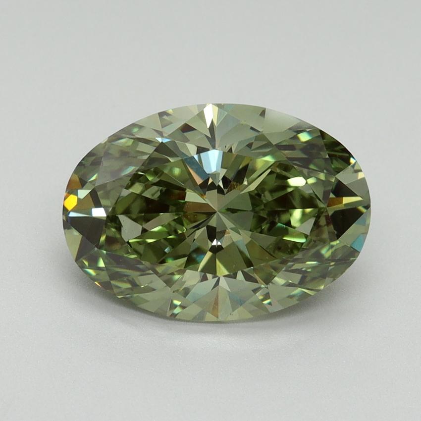 3.05 Ct. Fancy Vivid Green Oval Lab Grown Diamond