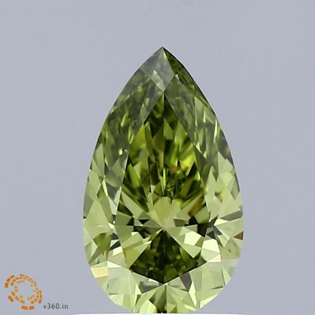 0.88 Ct. Fancy Vivid  Green Pear Lab Grown Diamond