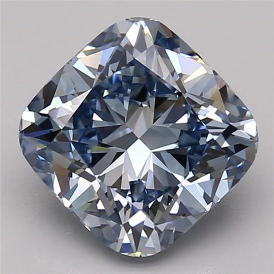 3.00 Ct. Fancy Vivid Blue Cushion Lab Grown Diamond