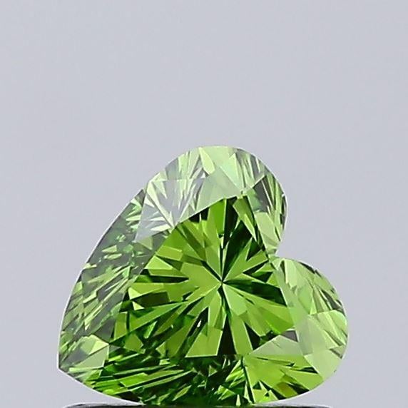 0.74 Ct. Fancy Vivid Green Heart Lab Grown Diamond