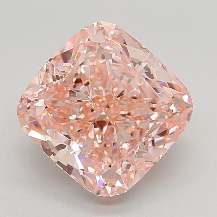 5.38 Ct. Fancy Vivid  Pink Cushion Lab Grown Diamond