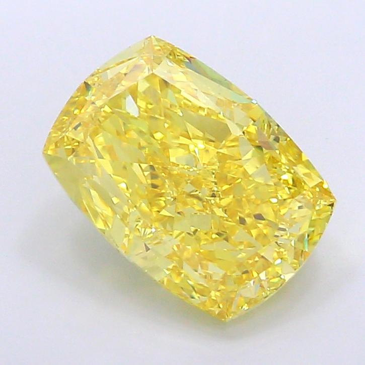 8.09 Ct. Fancy Vivid  Yellow Cushion Lab Grown Diamond