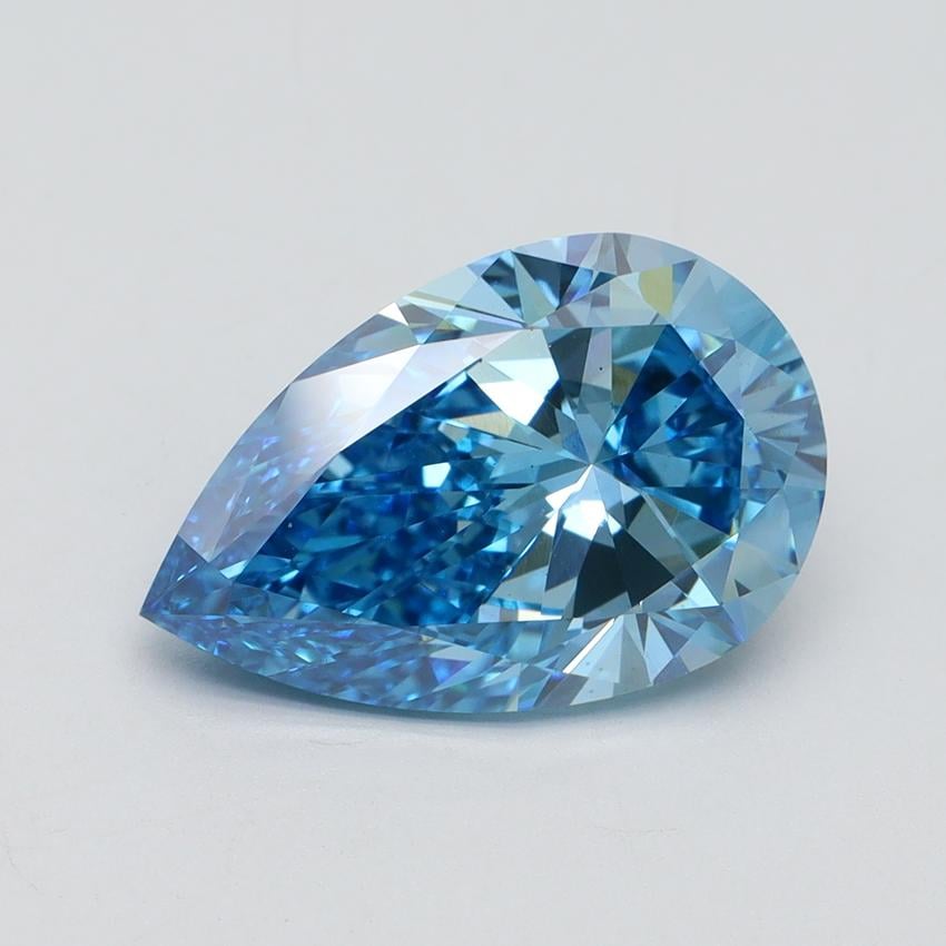 3.70 Ct. Fancy Vivid Blue Pear Lab Grown Diamond