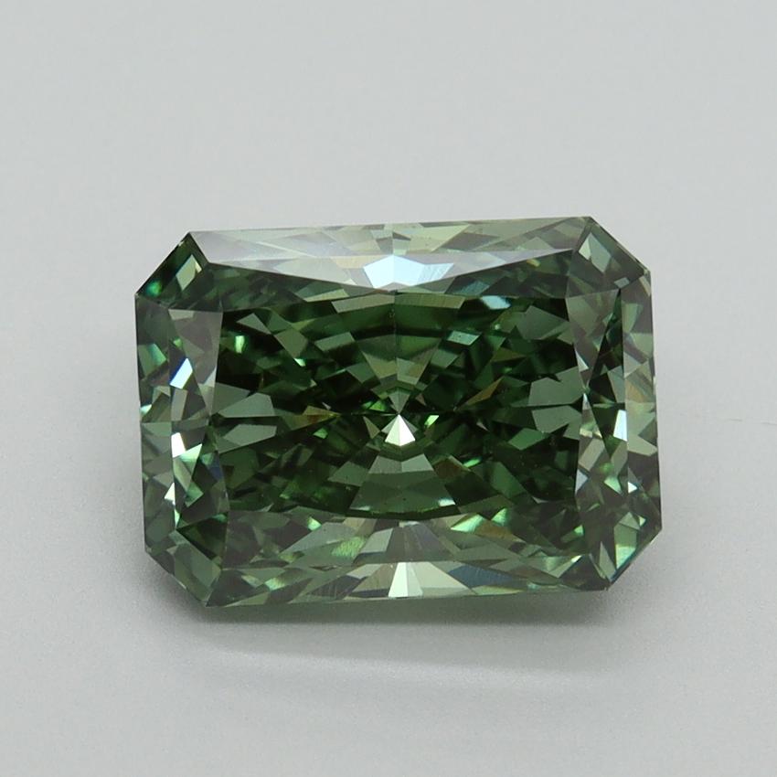 3.18 Ct. Fancy Vivid Pacific Green Radiant Lab Grown Diamond