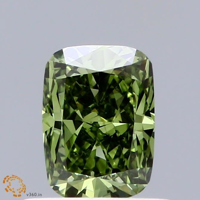 0.75 Ct. Fancy Vivid  Green Cushion Lab Grown Diamond