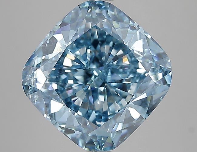 6.03 Ct. Fancy Vivid Blue Cushion Lab Grown Diamond