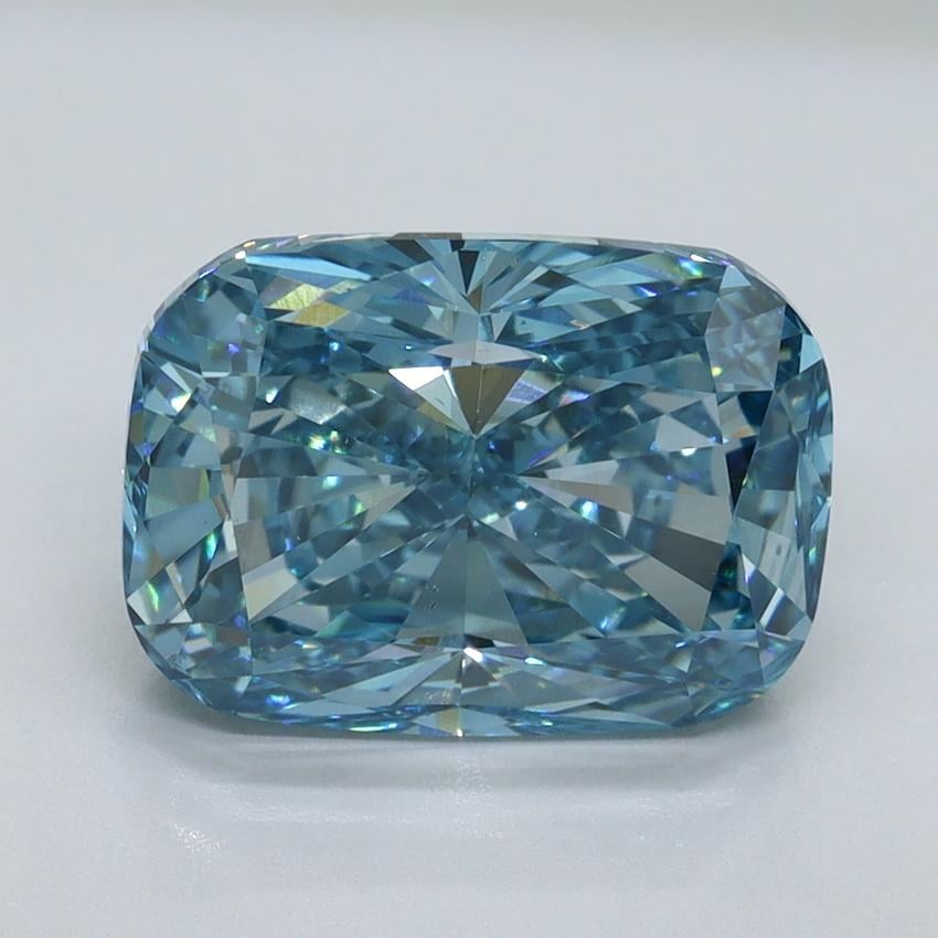 4.10 Ct. Fancy Vivid Malibu Blue Cushion Lab Grown Diamond