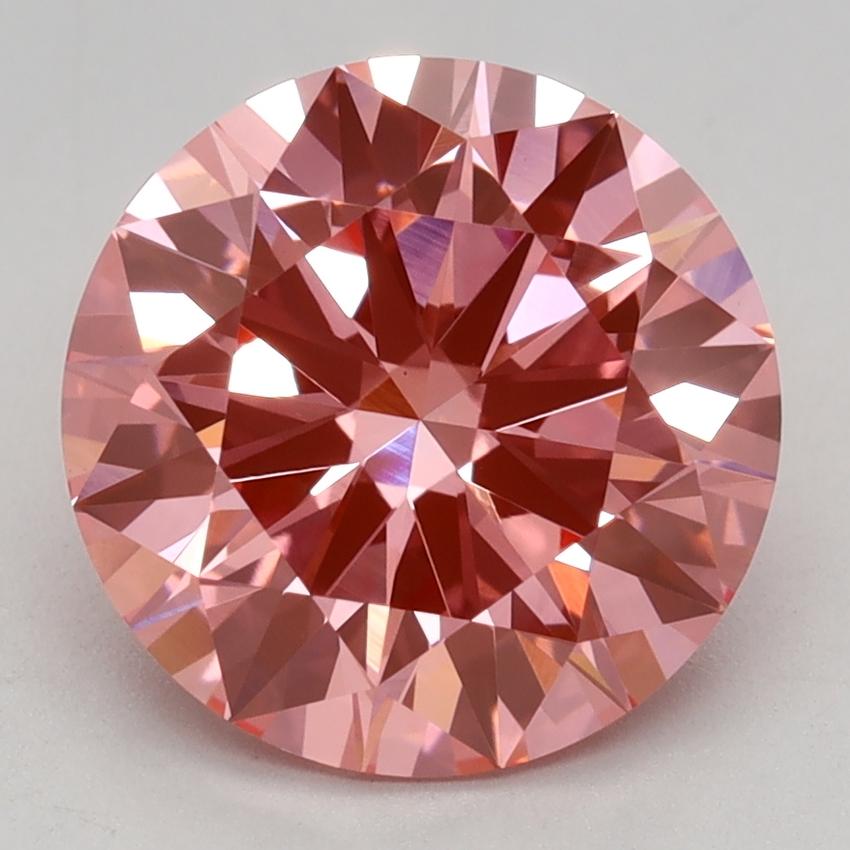 2.45 Ct. Fancy Vivid Pink Round Lab Grown Diamond
