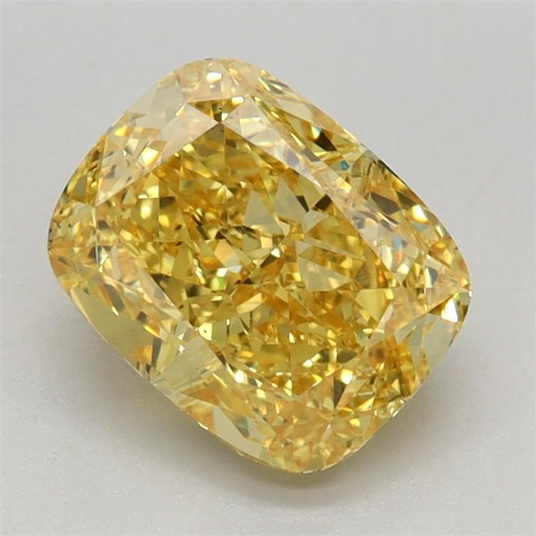 1.34 Ct. Fancy Vivid Yellow Cushion Lab Grown Diamond