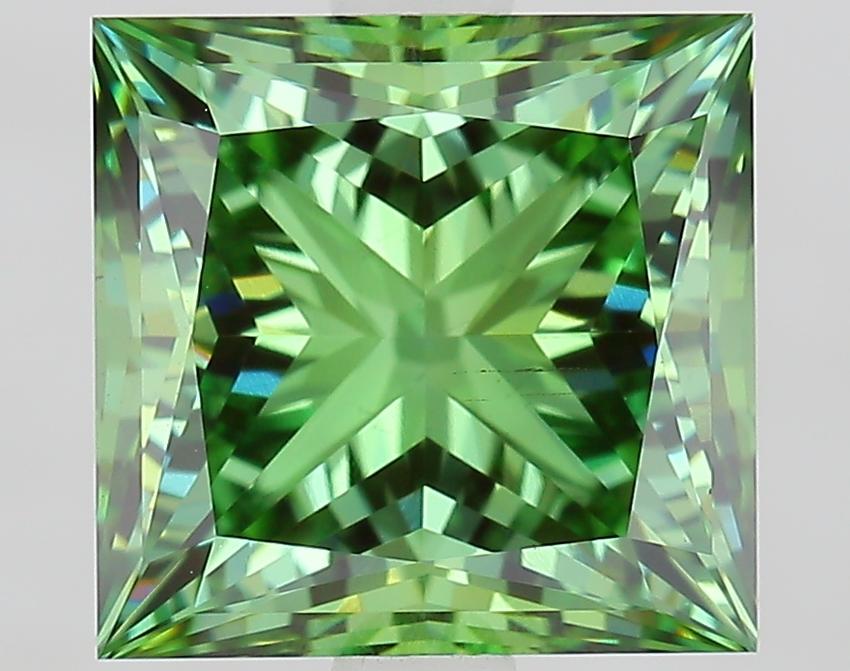 3.17 Ct. Fancy Vivid Green Princess Lab Grown Diamond