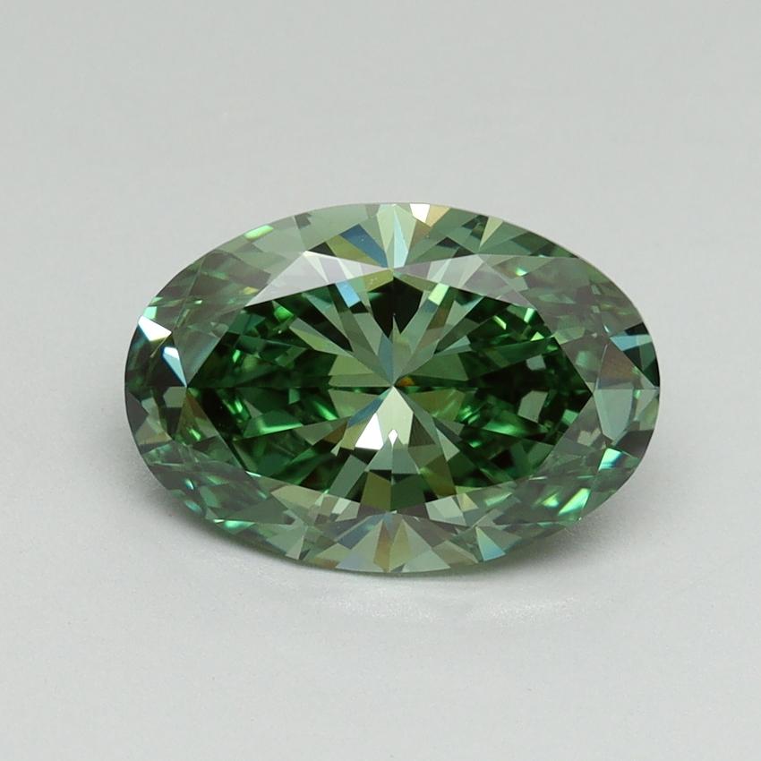 2.18 Ct. Fancy Vivid Green Oval Lab Grown Diamond