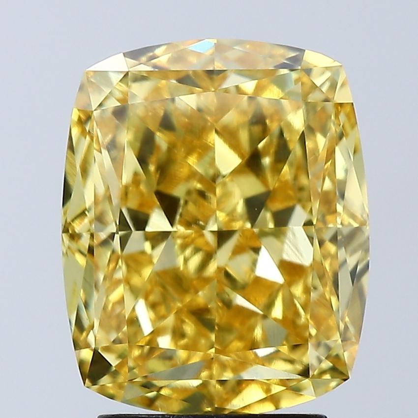 4.00 Ct. Fancy Vivid Yellow Cushion Lab Grown Diamond
