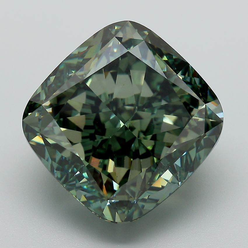 15.61 Ct. Fancy Vivid  Green Cushion Lab Grown Diamond