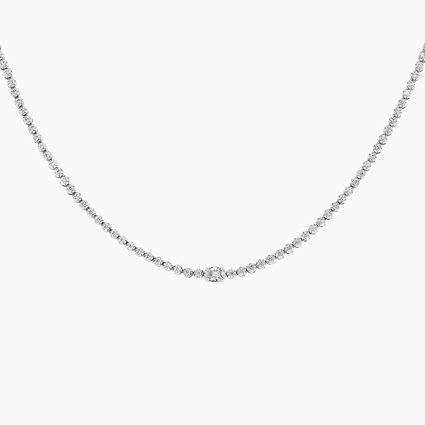 Full Moissanite Tennis Necklace 925 Sterling Silver D Color Lab Diamond  Necklaces with GRA Certificate Fine Jewelry for Women - AliExpress