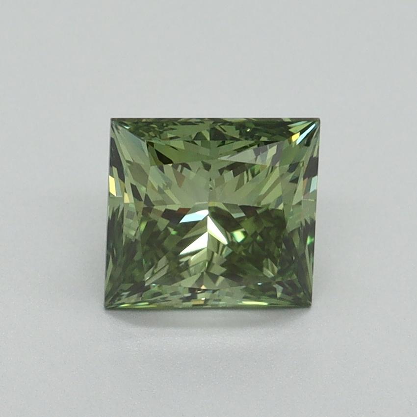1.30 Ct. Fancy Vivid Green Princess Lab Grown Diamond