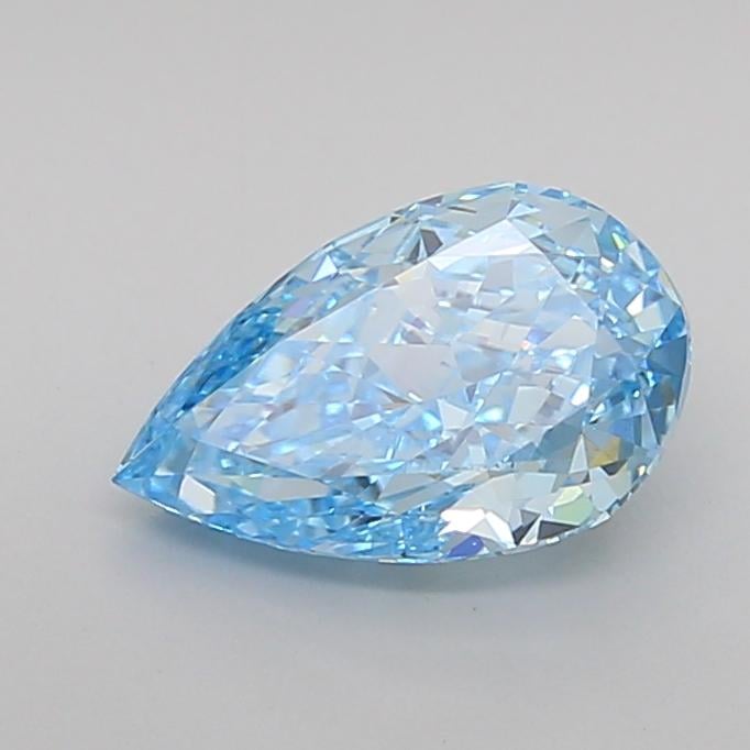1.32 Ct. Fancy Vivid Greenish Blue Pear Lab Grown Diamond
